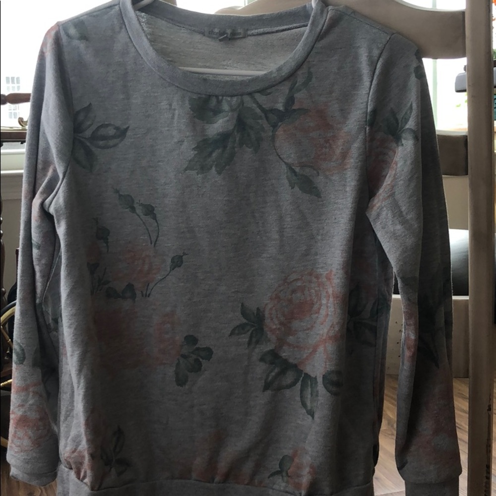 floral crew neck